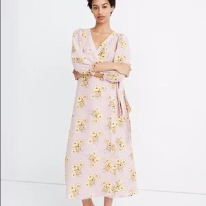 Madewell Ruffle-Cuff Wrap Dress- Dutch Dandelions size XS